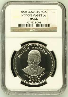 !!! MS66!!! MANDELA - SILVER S250S Somalia 2000 !!! Second Highest Grade