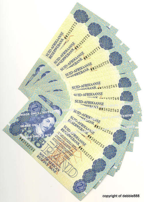 GPC de KOCK - 19 x REPLACEMENT TWO RAND NOTES - in sequence -1983 SECOND ISSUE (WW prefix) A/E - UNC