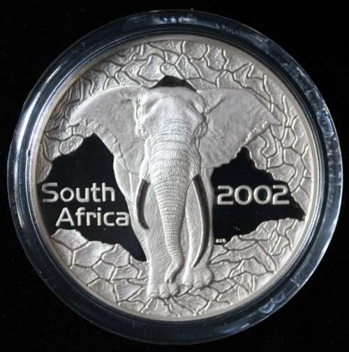 TWO OUNCES Sterling SILVER 50c *** The ELEPHANT - 2002 *** SILVER WILDLIFE Series