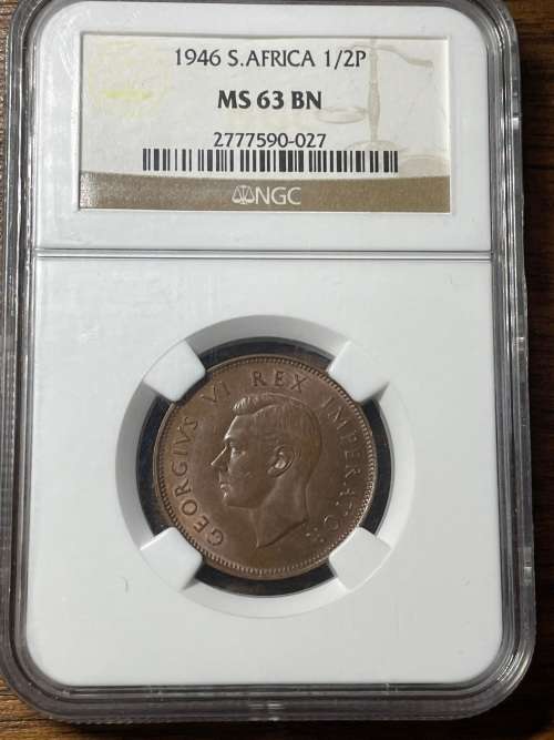 1946 1/2p Ngc grade MS63BN