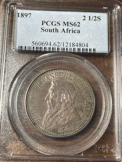 1897 2.5S PCGS MS62 great coin with possibility of a relook at the grade