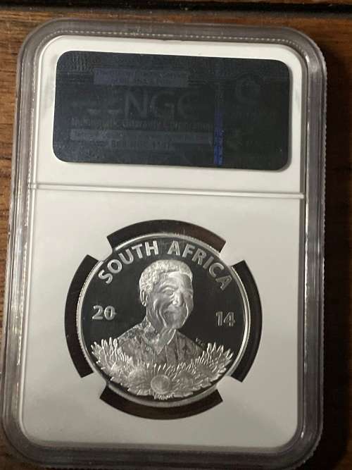 2014 Mandela silver R1 ngc early release grade PF70