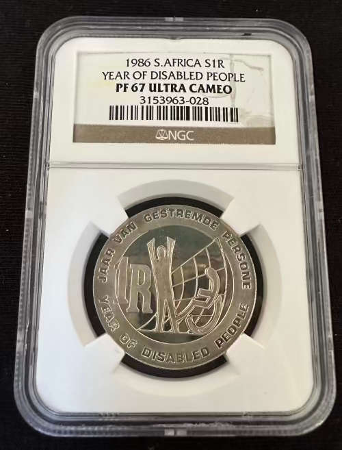 1986 Silver R1 * year of the disabled * PF67 * this is a high grade for this coin