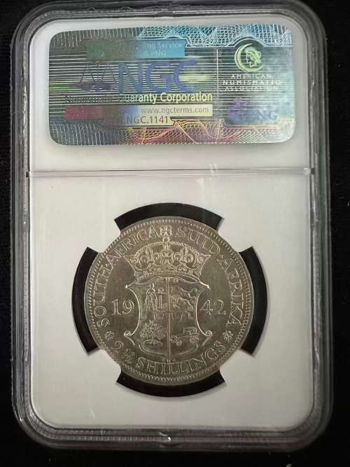 1942 * 2 .5 Shilling * NGC graded Au55