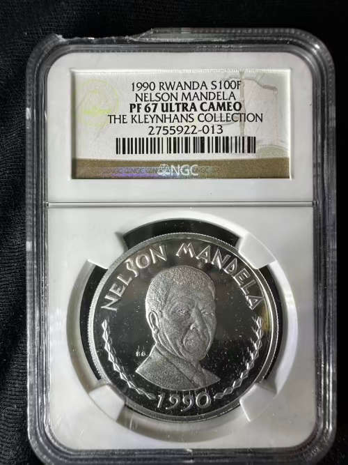 1990 Rwanda S100F *PF67 * Kleynhans collection. chipped top