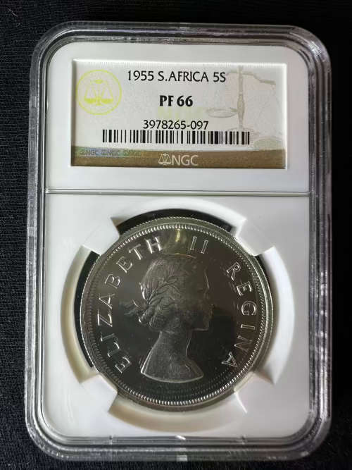 1955 Crown - 5 Shillings * NGC graded * PF66 * third highest graded * only 31 coins better