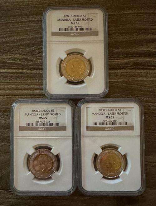 *** MANDELA BIRTHDAY SALE *** 90th Birthday R5 Laser Frosted - MS65 *** 3 available, bid per coin