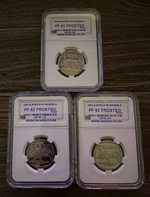 *** MANDELA BIRTHDAY SALE *** Smiley 2000 R5 - PF62 Frosted SANGS *** 3 available, bid per coin