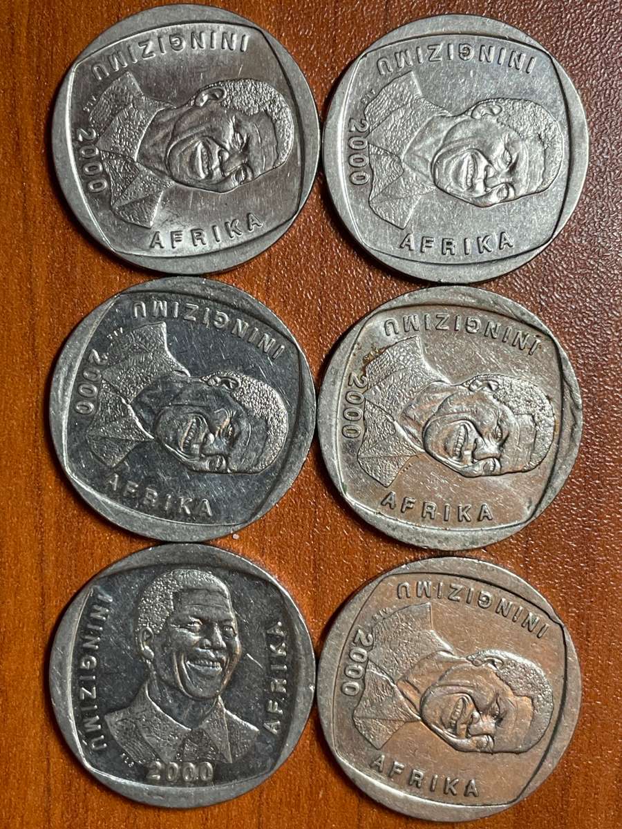 Mandela smiley coins priced per coin to take all 6