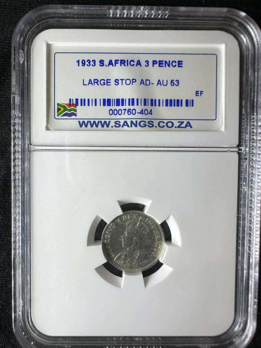 1933***3 pence***AU53***large stop AD