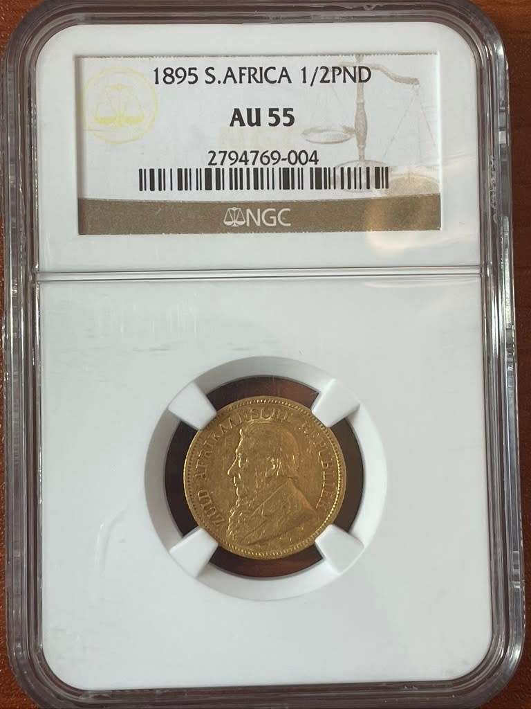 1895  ***  1/2 Pond ***  AU55  ***  Scarce and graded - GOLD - Crazy R1 Start !!!