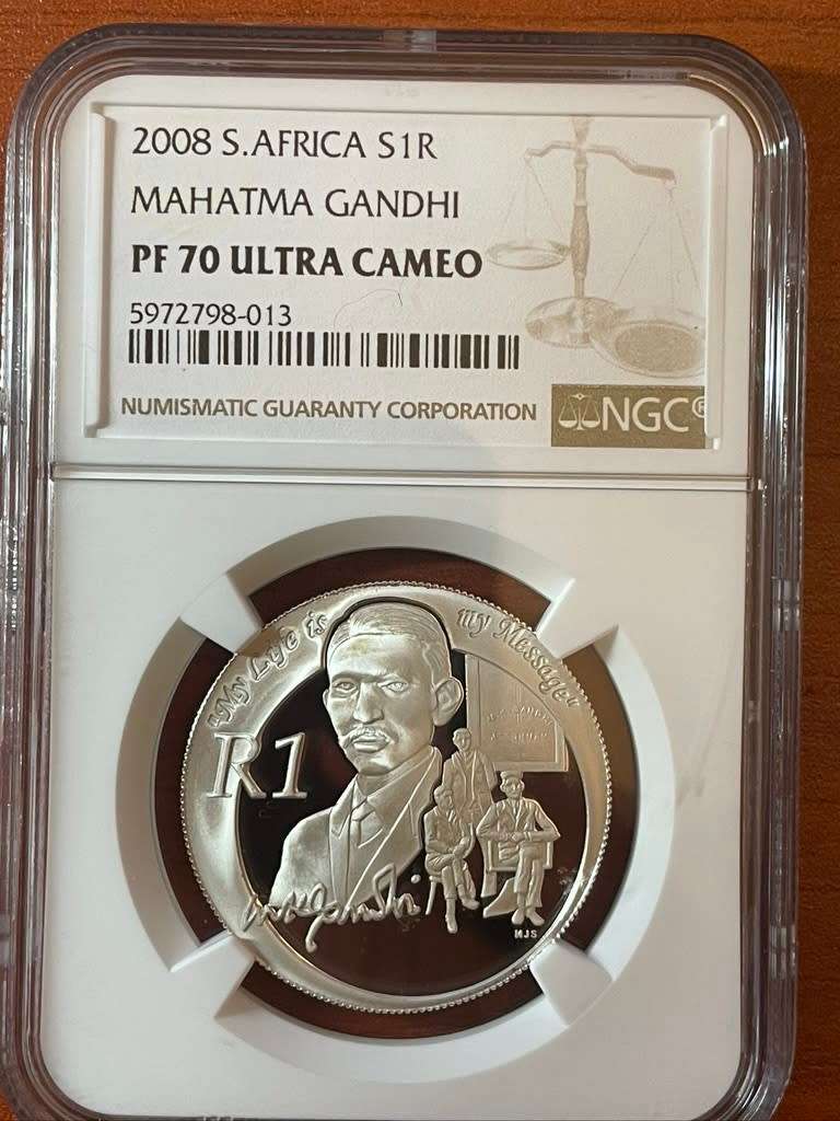 2008 Silver R1 PF70 Gandhi perfect grade collectible coin