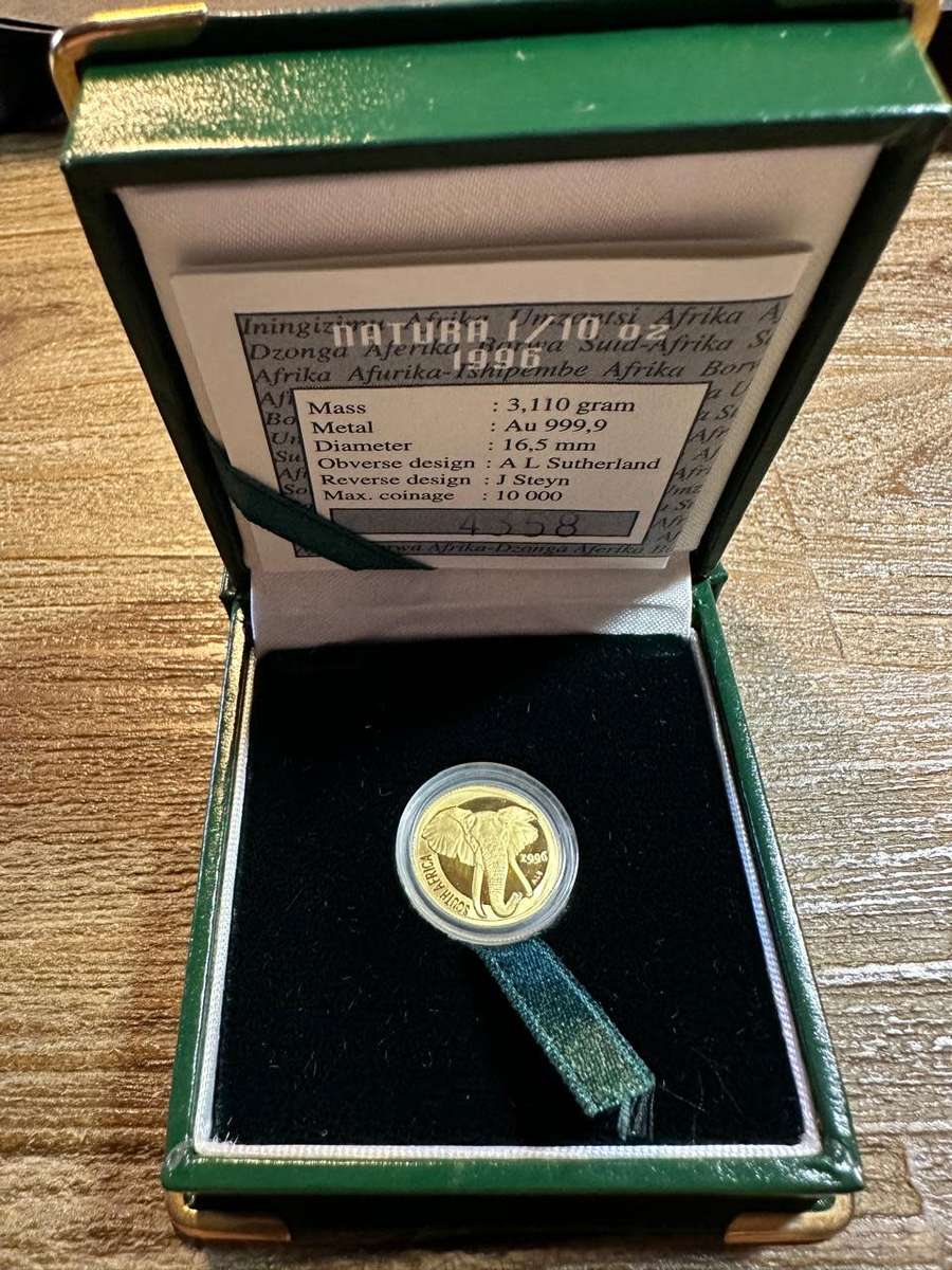 Natura ELEPHANT - 1/10 ounce Gold - SCARCE, highly collectable, includes COA