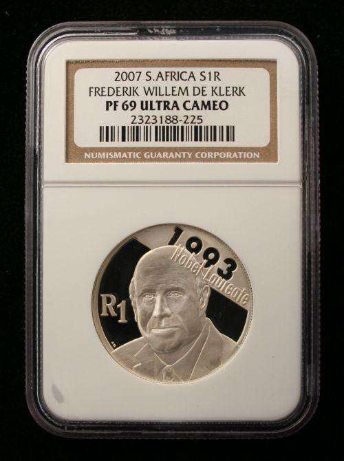 *****The NEAR PERFECT COIN !!! PF69 FW De Klerk Nobel Laureate - Ultra Cameo *****Crazy R1.00 Start!