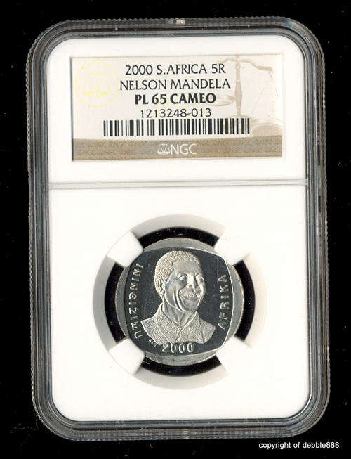 SCARCE !!!!! PL65 CAMEO - 2ND HIGHEST GRADE !!! Mandela 2000 "Smiley" - Only 9 graded higher !!!
