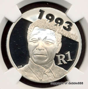 SILVER 1 RAND SALE !!!!! *** 2007 - Mandela Nobel Laureate - PF69 Ultra Cameo !!! 2nd Highest Grade
