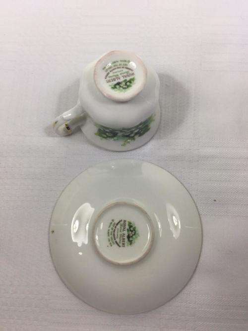 Royal Albert Miniature cup and Saucer for May in Original Box and Packaging