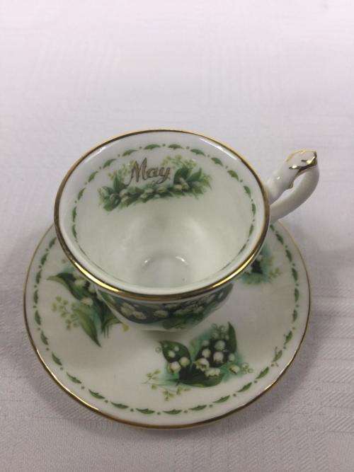 Royal Albert Miniature cup and Saucer for May in Original Box and Packaging