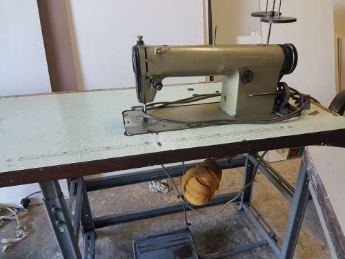 Mitsubishi Industrial Sewing Machine  Straight Stitch on table with Motor