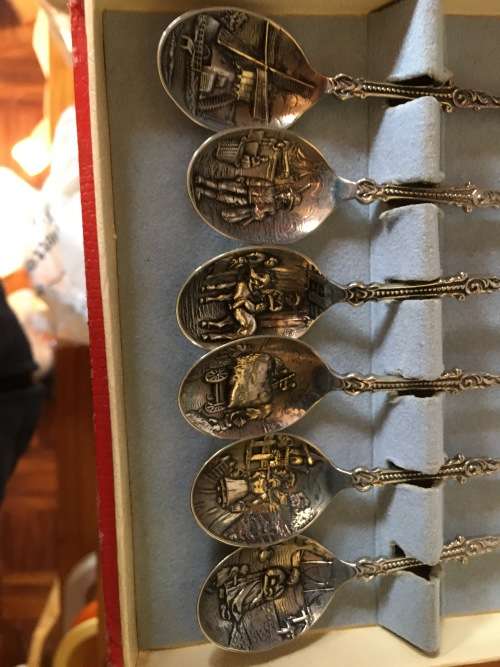 1950 set of delft nickel silver teaspoons, still in orinal box