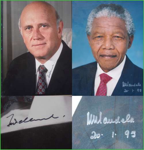Authentic Mandela and FW de Klerk Signed Photographs # 1995 #For new0070 Only#