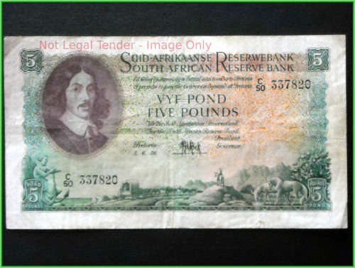 SA Union Fyf Pond/Five Pounds # Dated 5.6.56 Serial No C50