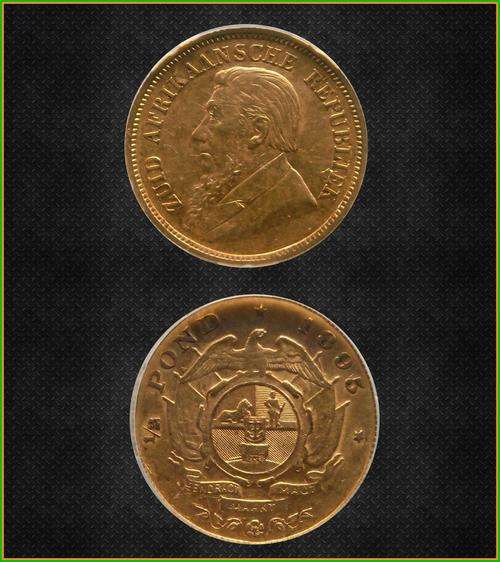 1895 ZAR 1/2 Gold Pound  # SANGS VF 20 # Catalog Value R5000
