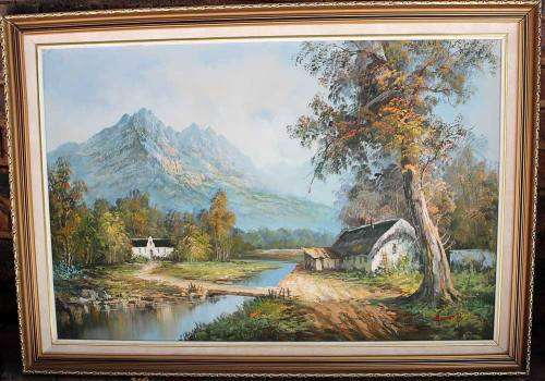 A beautiful, big oil panting signed by the artist. AN EXCELLENT PIECE!!!!