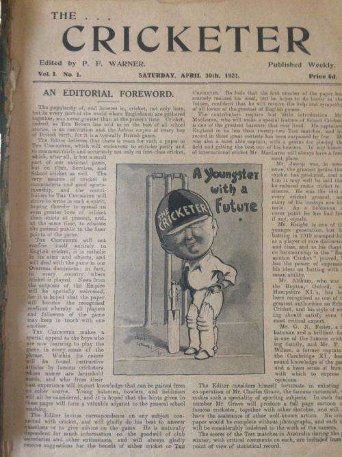 THE CRICKETER MAGAZINE, 30TH APRIL 1921 to 20TH SEPTEMBER 1921, VOL 1 NOS 1-22, BND AS 1!