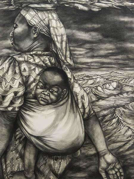 WOW! Stunning Erika Hibbert Charcoal, "Mother & Child", Signed & Dated 1996 Value R8 500
