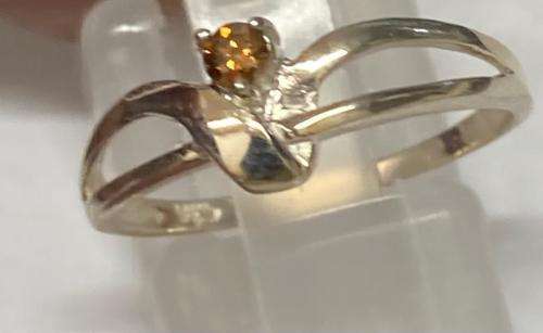Natural 0.16 Ct Orange Brown Diamond Sterling Silver Ring
