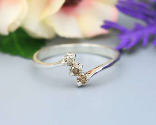 Natural 0.22 Ct Diamond Ring ( Sterling silver )