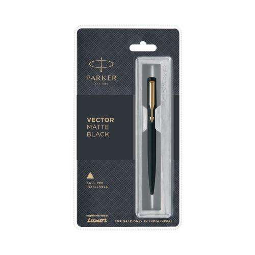 PARKER VECTOR MATTE BLACK , STAINLESS STEEL & GOLD BALL PEN, ROLLER PEN , each