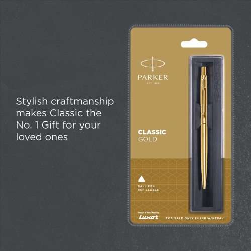 PARKER CLASSIC SLIMLINE GOLD , MATTE BLACK & SILVER BALL PEN - each
