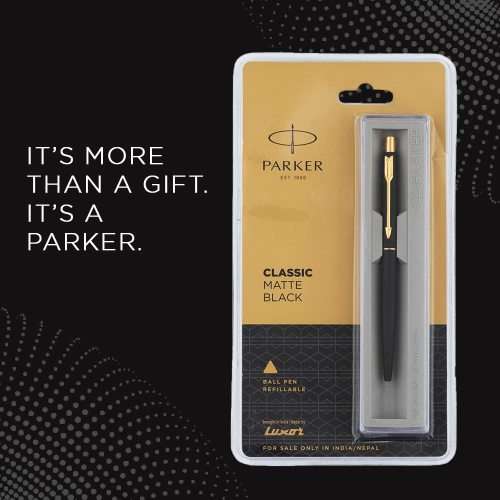 PARKER CLASSIC SLIMLINE GOLD , MATTE BLACK & SILVER BALL PEN - each