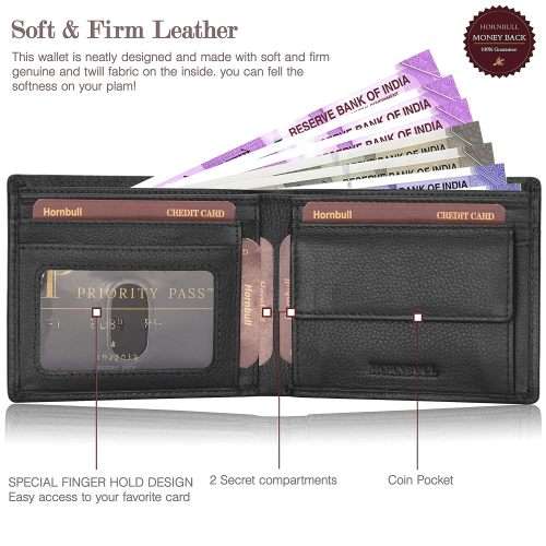 HORNBULL-  black , Leather Wallet for Men | Leather Mens Wallet with RFID Blocking