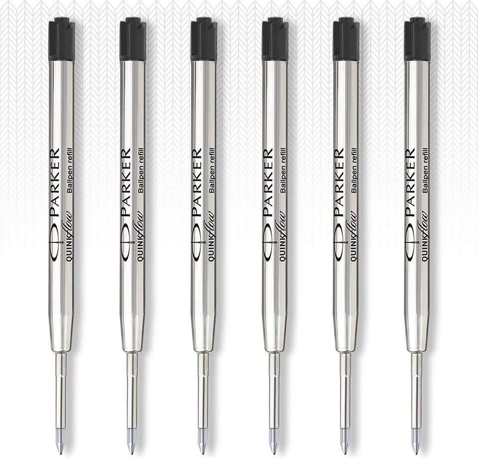 PARKER QUINK FLOW BALL PEN REFILLS - BLACK - MEDIUM AND FINE POINT- PACK OF 3