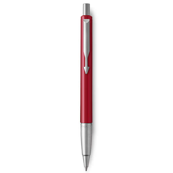 Parker Vector Standard Chrome Trim Fountain Pen + Ball Pen set - Red body - blue ink