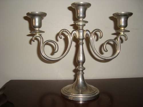 vintage metal THREE ARM CANDLE HOLDER - stunning piece !