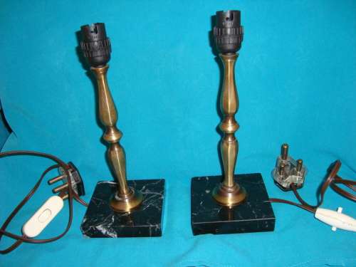 pair of lovely ITALIAN MARBLE and METAL DESK LAMPS