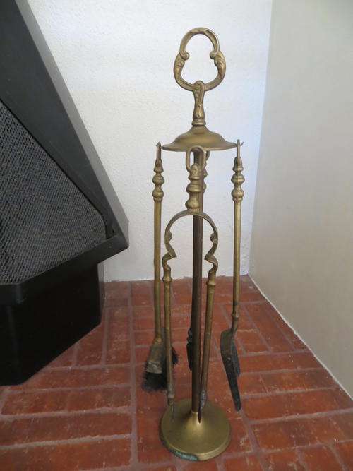 vintage heavy BRASS  FIRE PLACE TOOLS