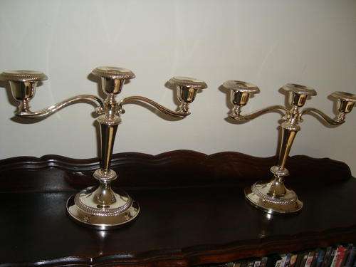 2 x SILVER PLATED 3 branch CANDLE STICKS - these will look stunning on your XMAS table !!!