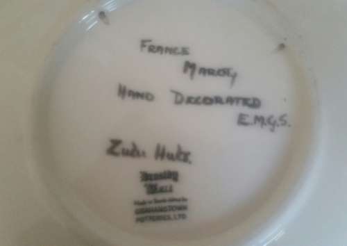 vintage DROSDY ZULU HUTS wall plate hand decorated by FRANCE MAROTY during the 1950s