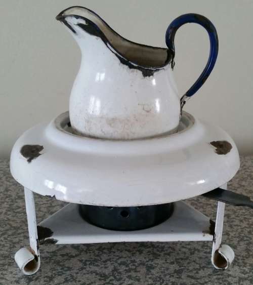 antique ENAMEL COAL WARMER