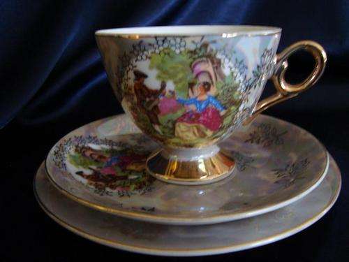 TEA TRIO WITH ROMANTIC SCENE