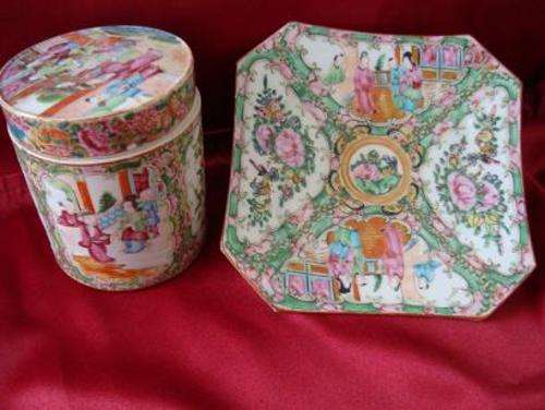 ORIENTAL JAR WITH LID PLUS PLATE