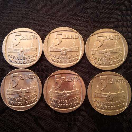 1994 # R 5 # PRESIDENTIAL  INAUGURATION # MANDELA  COIN #  IN   GOOD  CONDITION