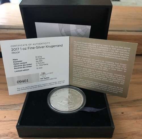 2017   FIRST STRUCK  ## PROOF ##  SILVER  1 OZ  KRUGERRAND  LIMITED  MINTAGE  ONLY  15000