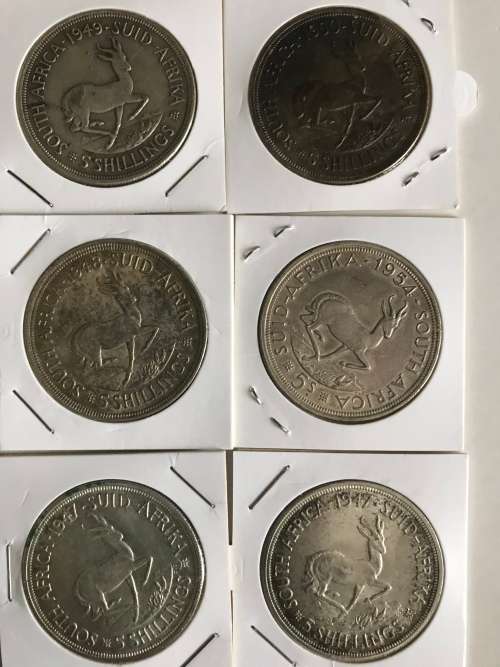 UNION OF SA CROWNS / 5 SHILLINGS INCLUDING  1950 # IN EXCELLENT CONDITION#BID FOR1TO TAKE ALL#