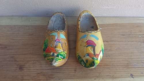 Pair of old wooden cloggs.